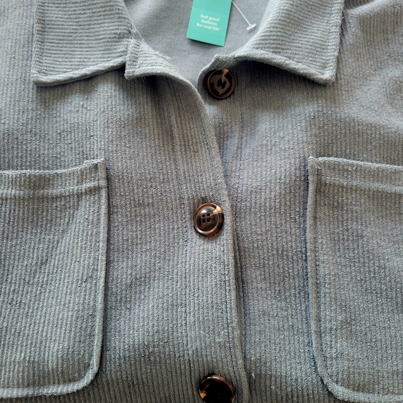 Maurices Slate Blue Ribbed Button-Up Shacket - Picture 2 of 4
